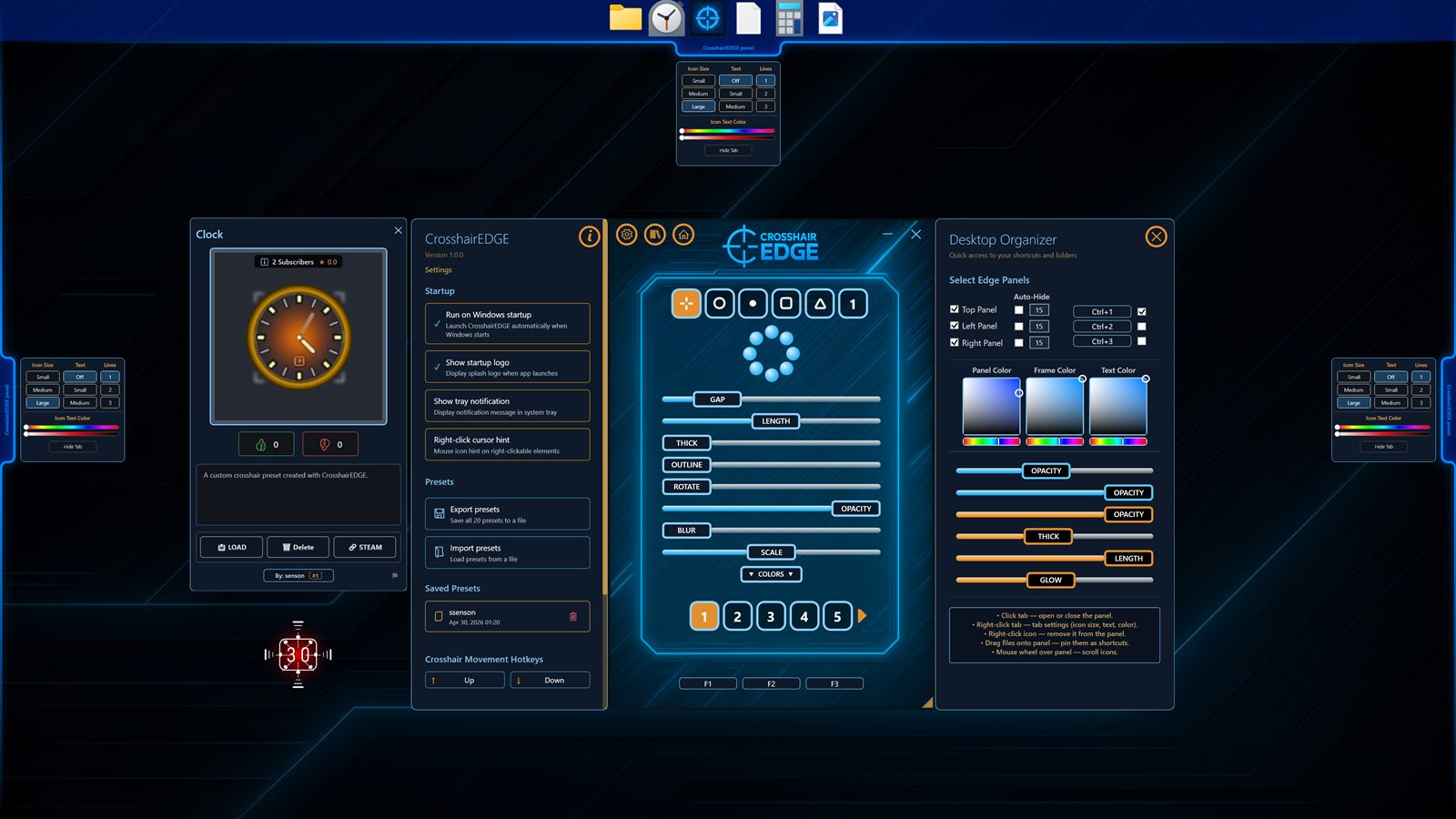 CrosshairEDGE custom crosshair overlay rendered on top of a Windows game