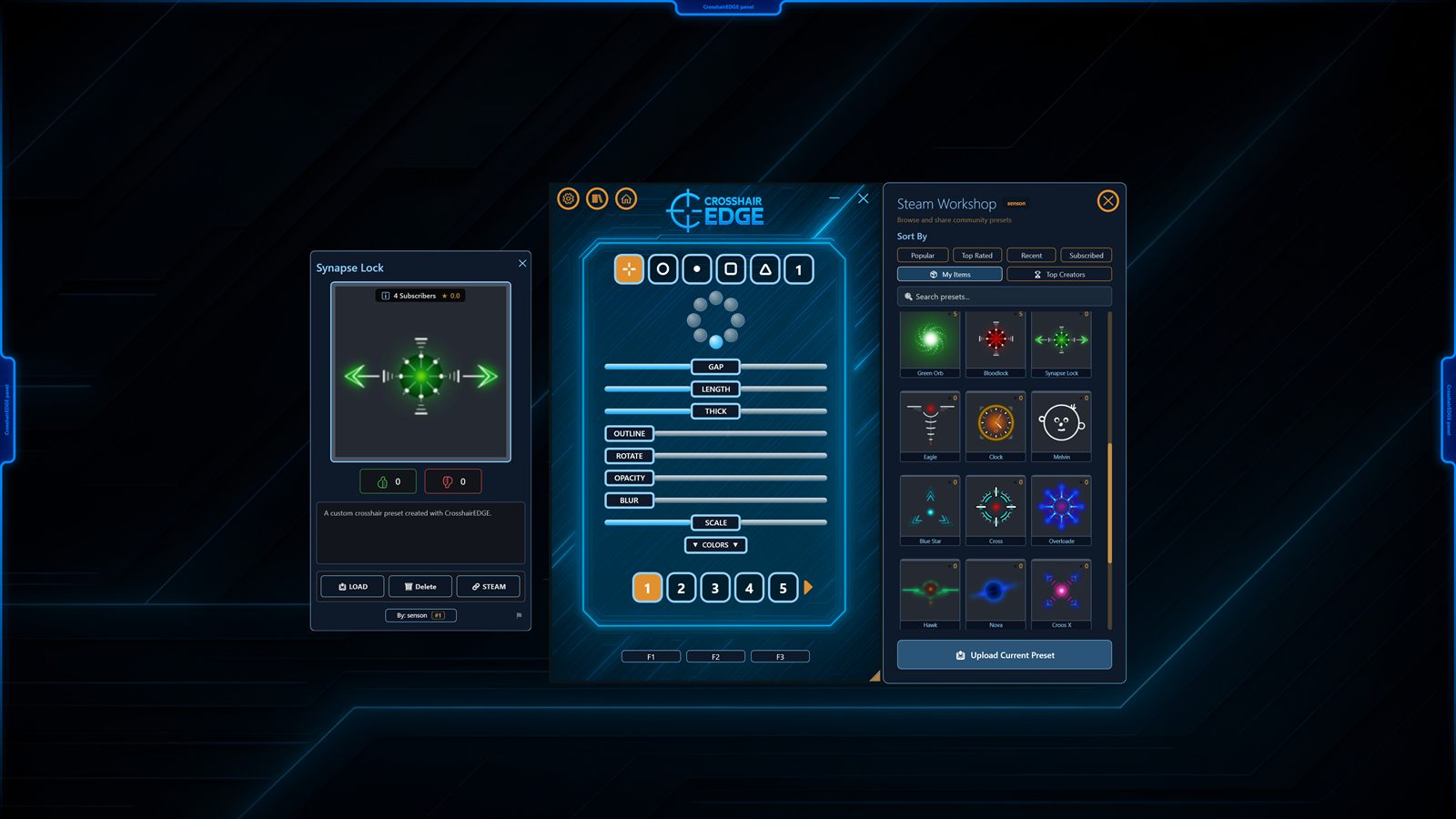 CrosshairEDGE Steam Workshop integration with shared crosshair presets